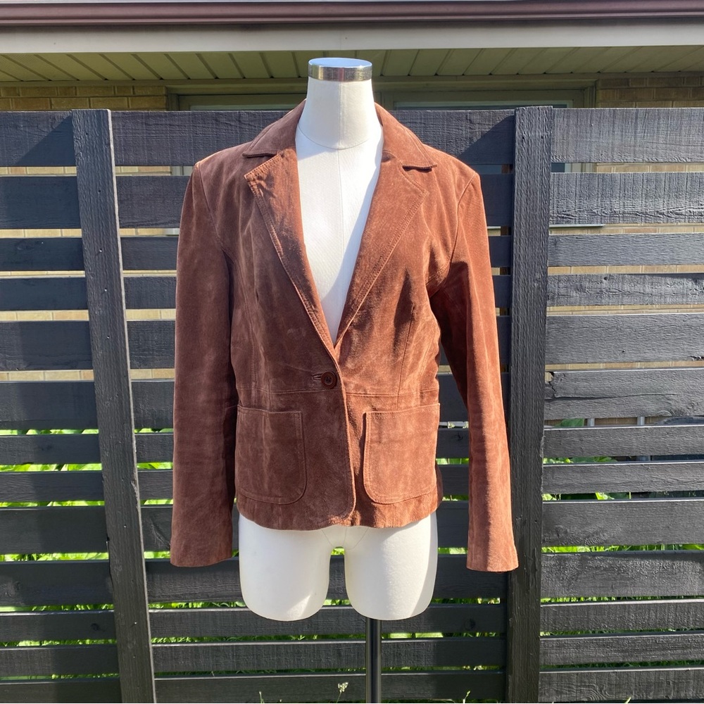 New York & Company suede leather brown jacket